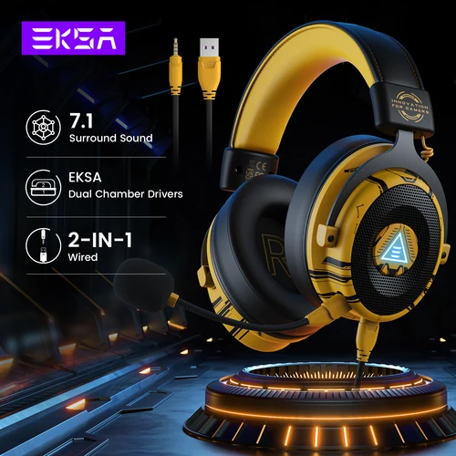 EKSA-auriculares E900 Pro para videojuegos, audífonos con cable envolvente 7,1, con cancelación de ruido, para PC/PS4/PS5/Xbox