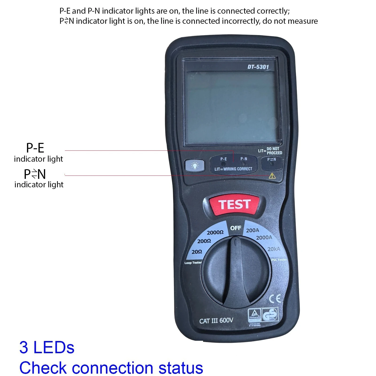 CEM DT-5301 جهاز اختبار مقاومة الدائرة LOOP/PSC جهاز قياس مقاومة الدائرة