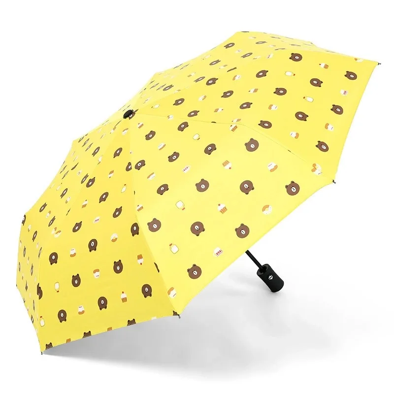 Umbrella Cartoon Bear Folding Fully Automatic Rain and Shine Dual Purpose Male and Female Students Korean Version Sun Shading