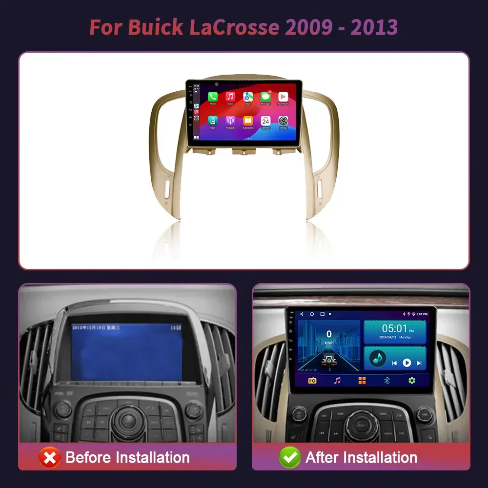 Car Radio Multimedia Video Navigation Stereo Android 14 For Buick LaCrosse 2009-2013 Automotive Multimedia Bluetooth GPS