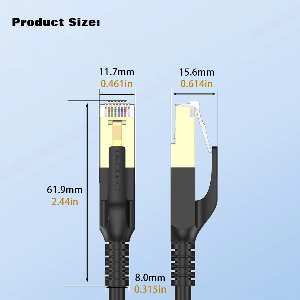 UGOURD Cat8 Ethernet Cable Low Latency SFTP Shielded LAN Patch Cord 40Gbps 2000MHz Gold Plated RJ45 Internet Network Cable POE image 6