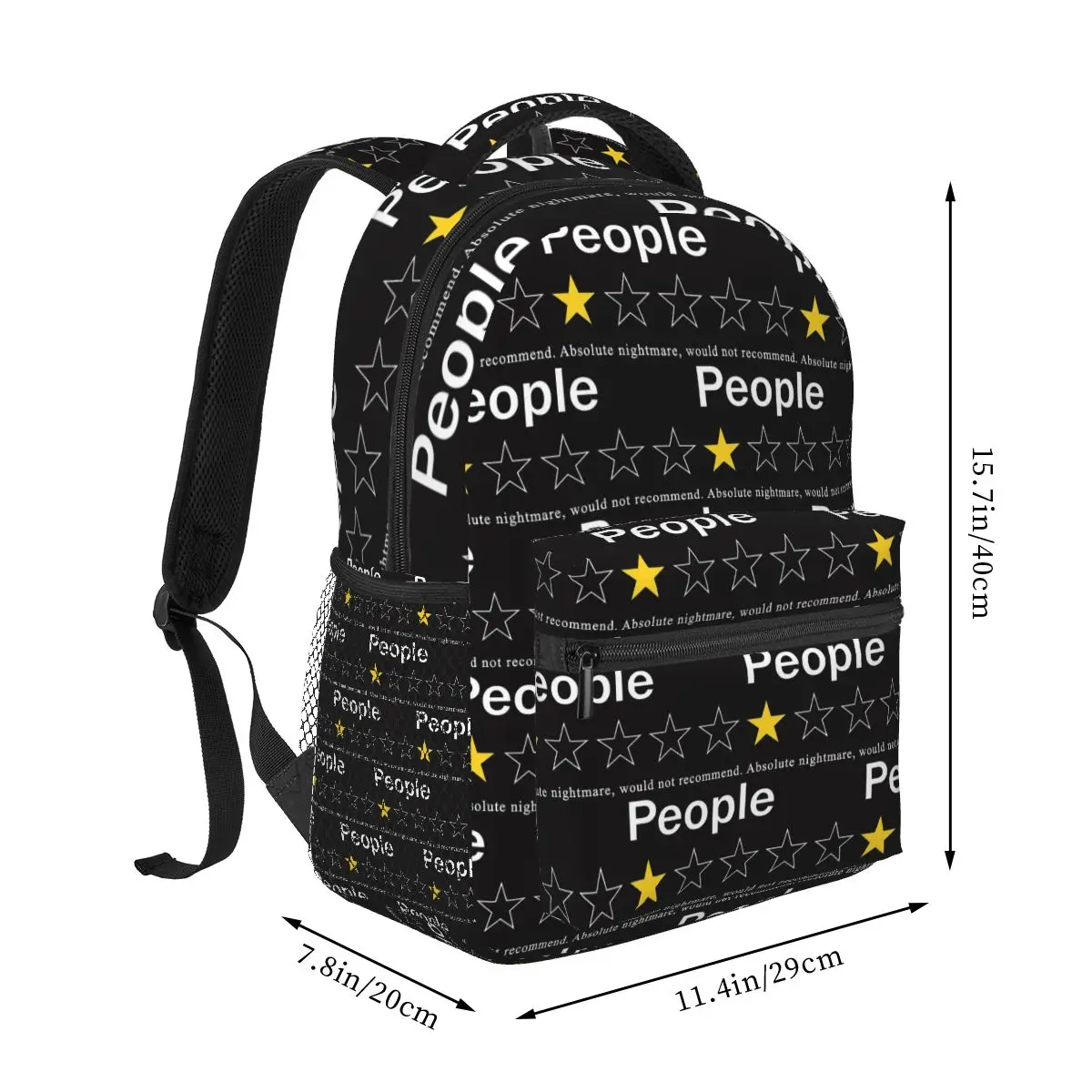 Funny Letter People Absolute Nightmare Would Not Recommend Backpack Student Boys Girls BookBag School Bag Shoulder Bags