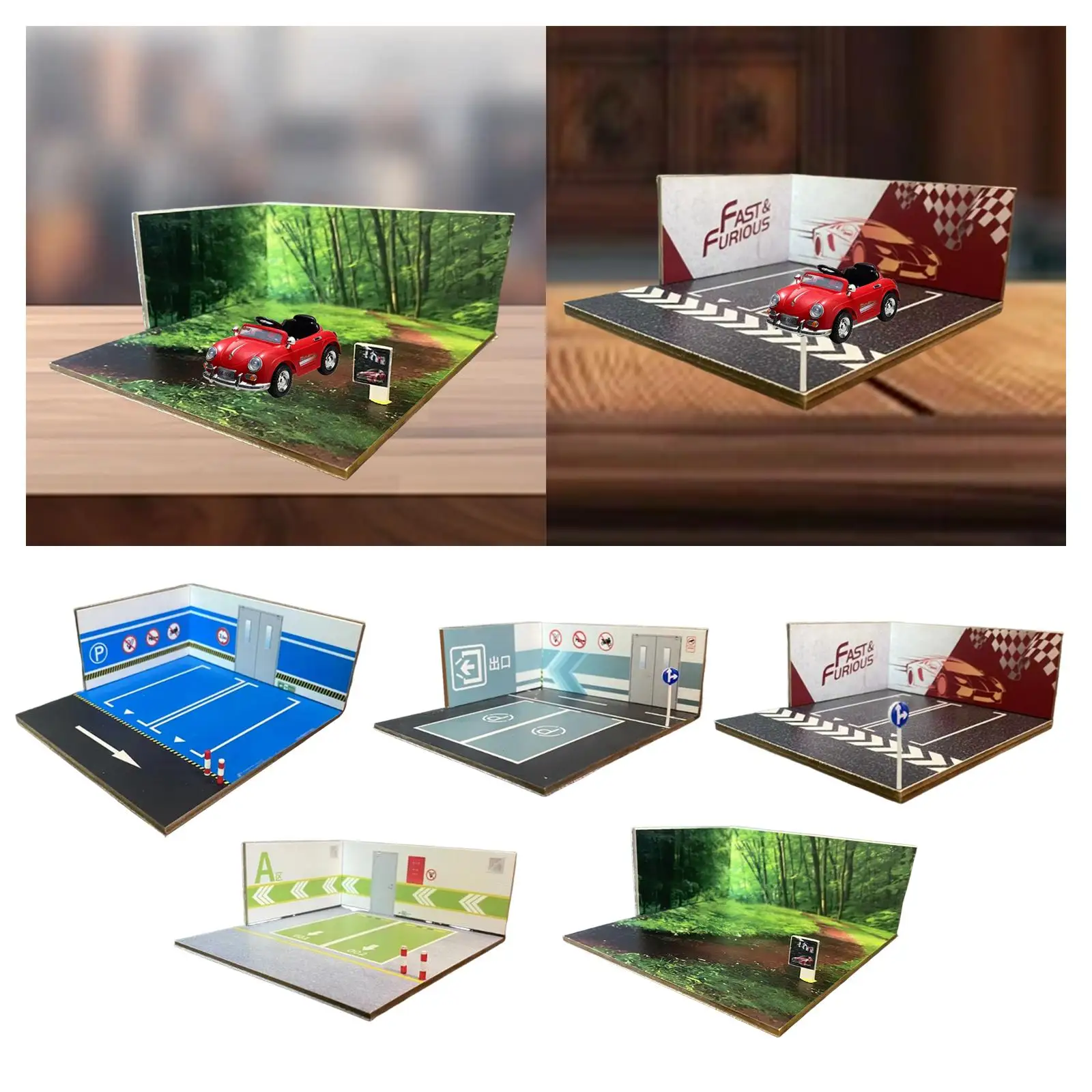 

1:64 Model Building Parking Area,Miniature Garage Layout for Diecast Vehicles And Scene Display
