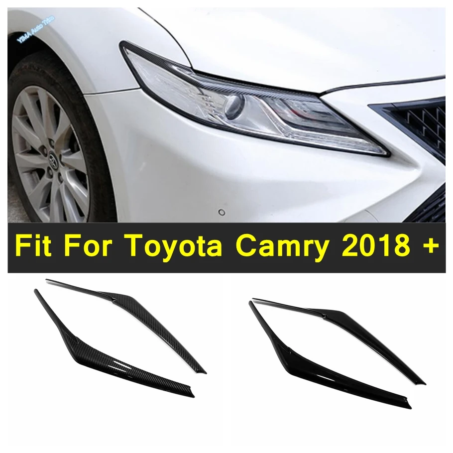 Headlight Bezels Front Head Light Lamp Eyelids Eyelashs Decor Stripes Cover Trim ABS Accessories For Toyota Camry 2018 - 2022