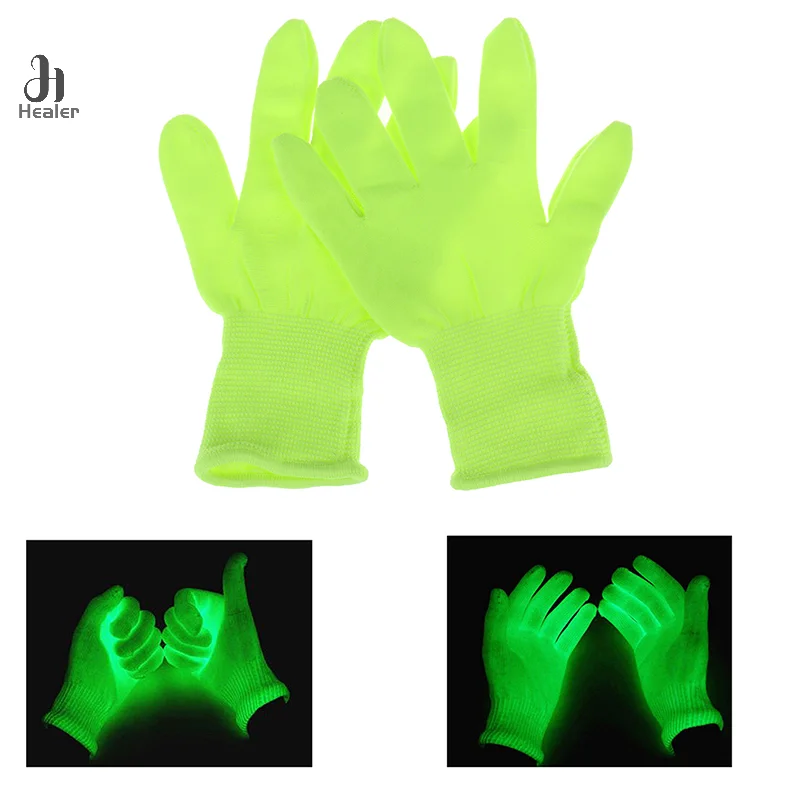 1 Pair Noctilucent Flashing Gloves Unisex Light Finger Lighting Dark For Party