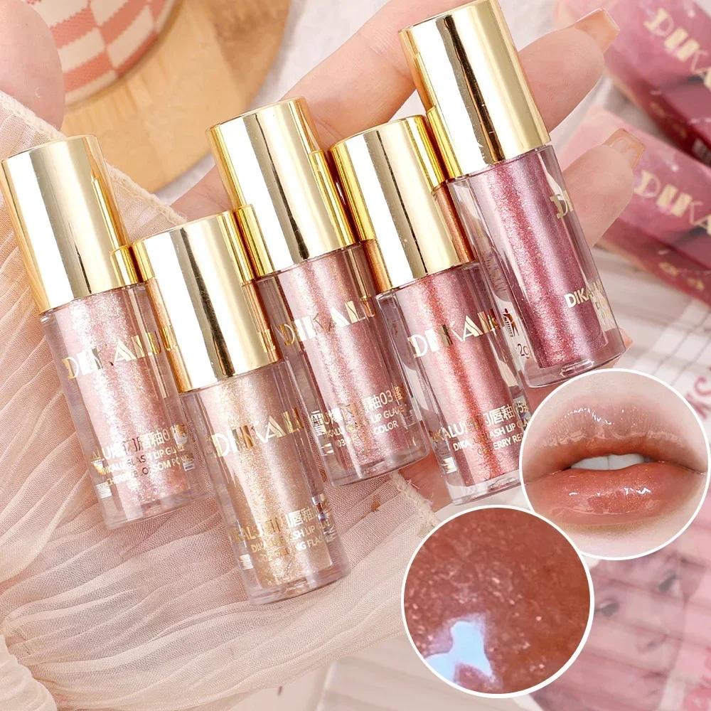 Transparent Glitter Lip Gloss Mirror Water Long Lasting Moisturizing Lip Glaze Non-sticky Crystal Jelly Liquid Lipstick Cosmetic