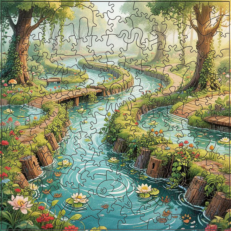 

Stream Maze Wooden Jigsaw Puzzle - Relaxation Stress Relief Entertainment Brain Teaser Game for Adults