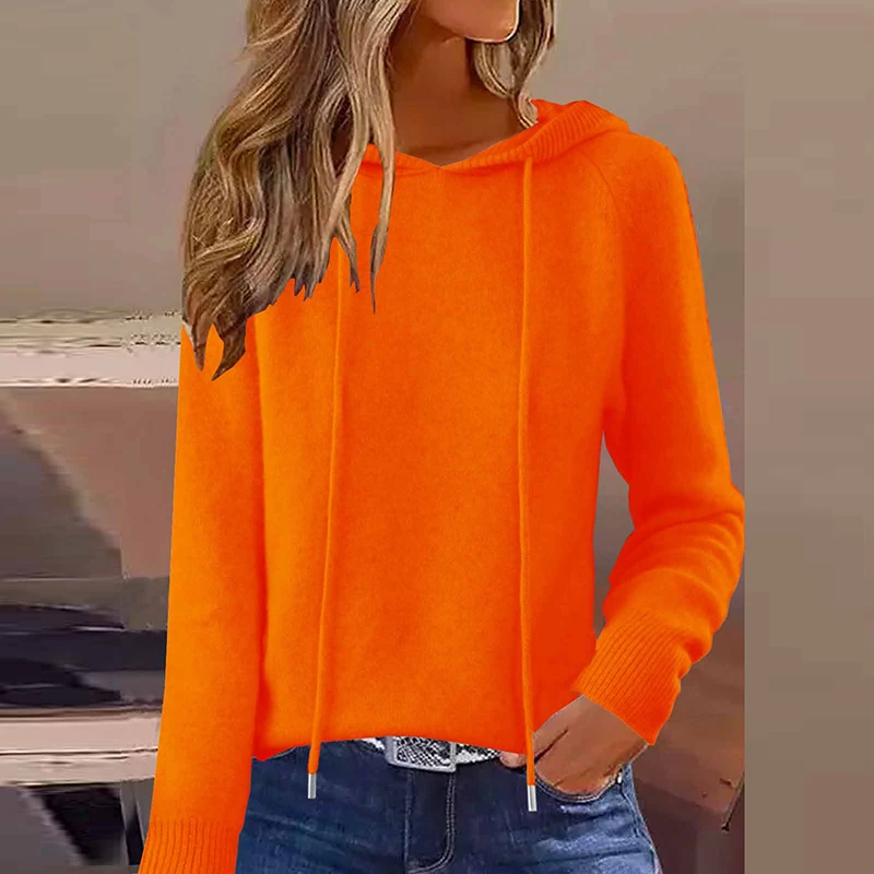 2025 جديد الخريف الشتاء الصوف هوديس سترة المرأة عادية كم طويل محبوك البلوز الإناث البلوزات بلوزة عصرية القمم