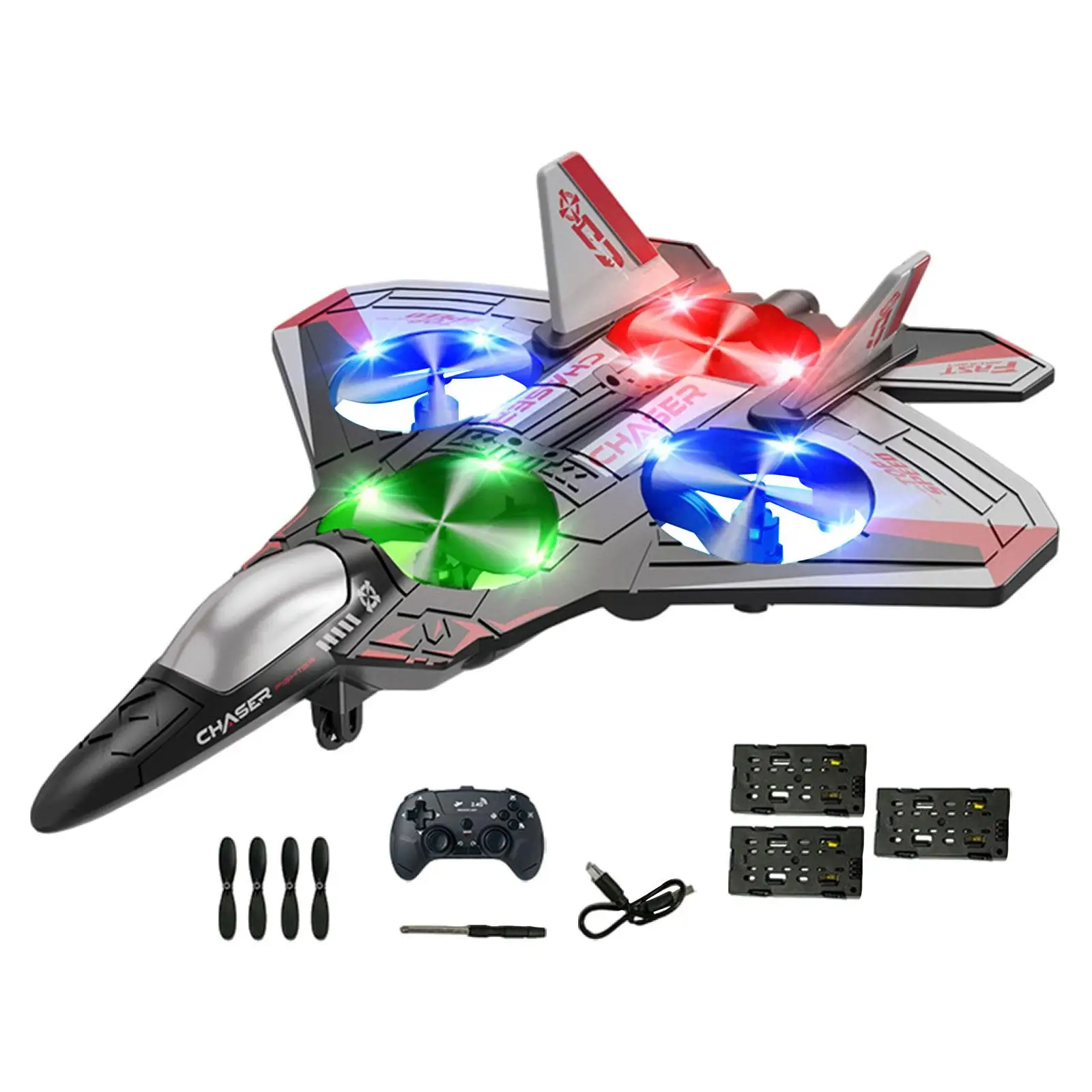 

Самолет с дистанционным управлением, с подсветкой, с фиксированным крылом, ударопрочный, легкий