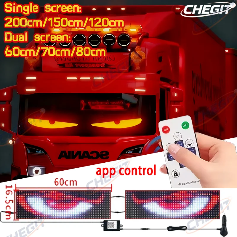 Yeux LED à motif de texte personnalisé, pour camion, affichage Programmable, œil du diable, défilement de voiture, panneau publicitaire LED avec contrôle par application, bricolage