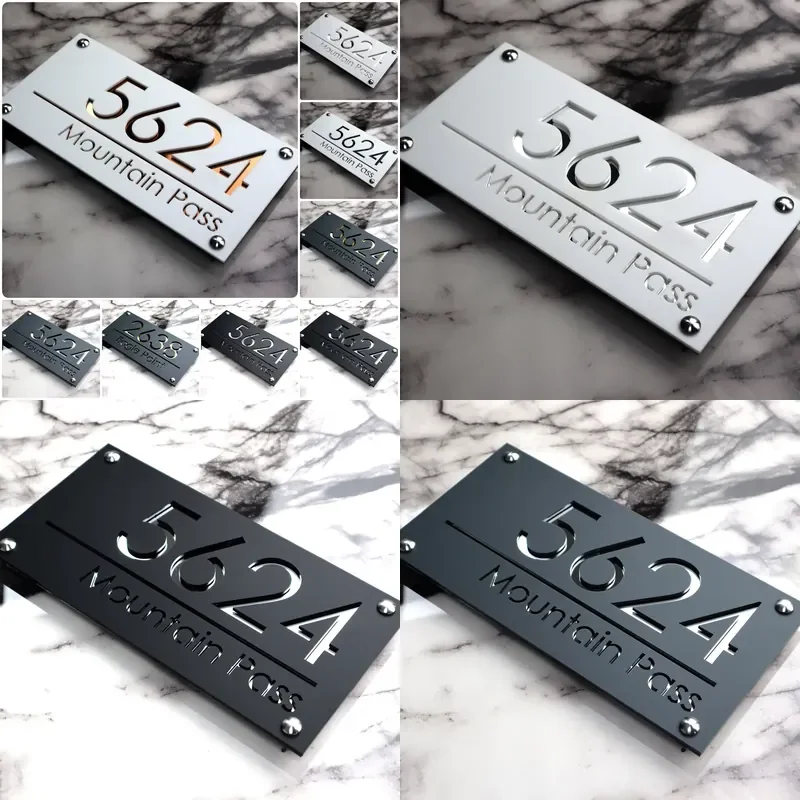 3D Suspended Acrylic House Number Sign - Custom Laser Cut Address Marker for Wall Door