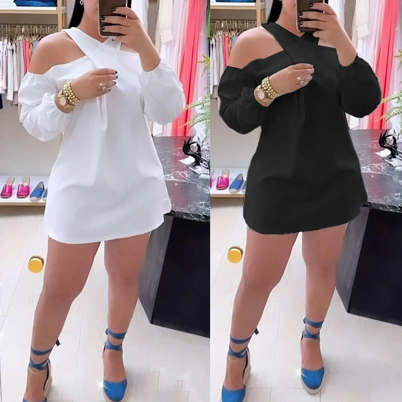 

Mid Length Dress Women Short Dresses A Line Vestidos Streetwear Hollow Out V Neck White Elegant Splice Y2k Party Club Casual