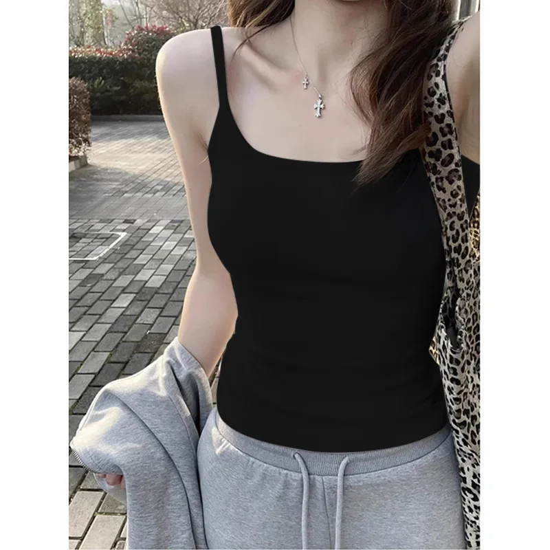 1pcs Girls Padded Bra Tank Top Women Casual Strap Top Vest Female Camisole With Removable Built In Bra Fitness Clothing S M L XL