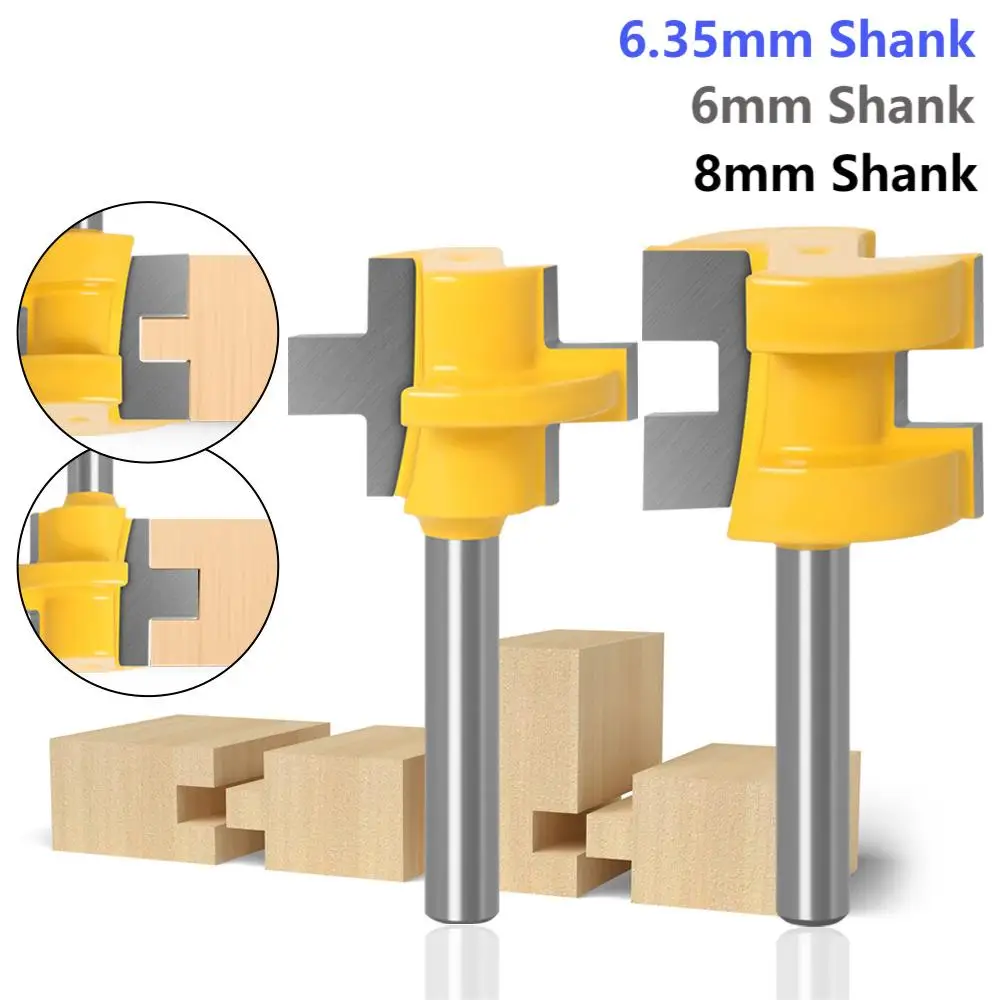 

T-Slot Square Tooth Tenon Milling Cutter Tongue＆Groove Assembles 28.6mm Router Bit Set Carbide Tipped for Wood Woodworking Tools