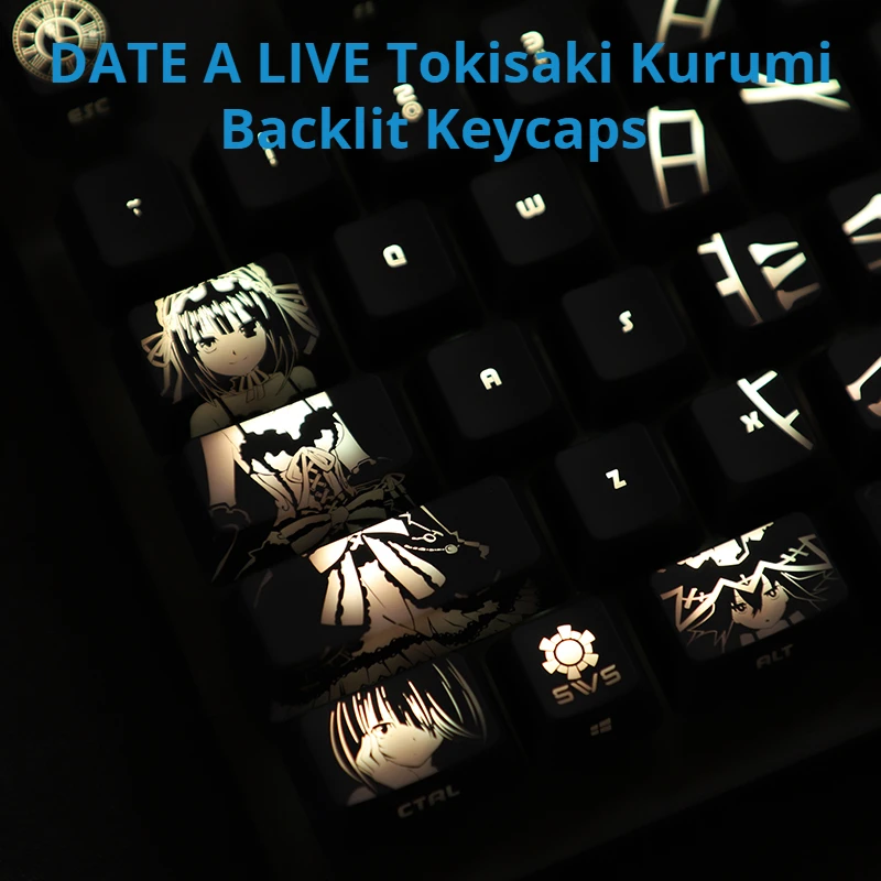 104 Keys/Set DATE A LIVE Tokisaki Kurumi Backlit Keycaps SWS Anniversary Edition Mechanical Keyboard Keycaps for Corsair K70 K95