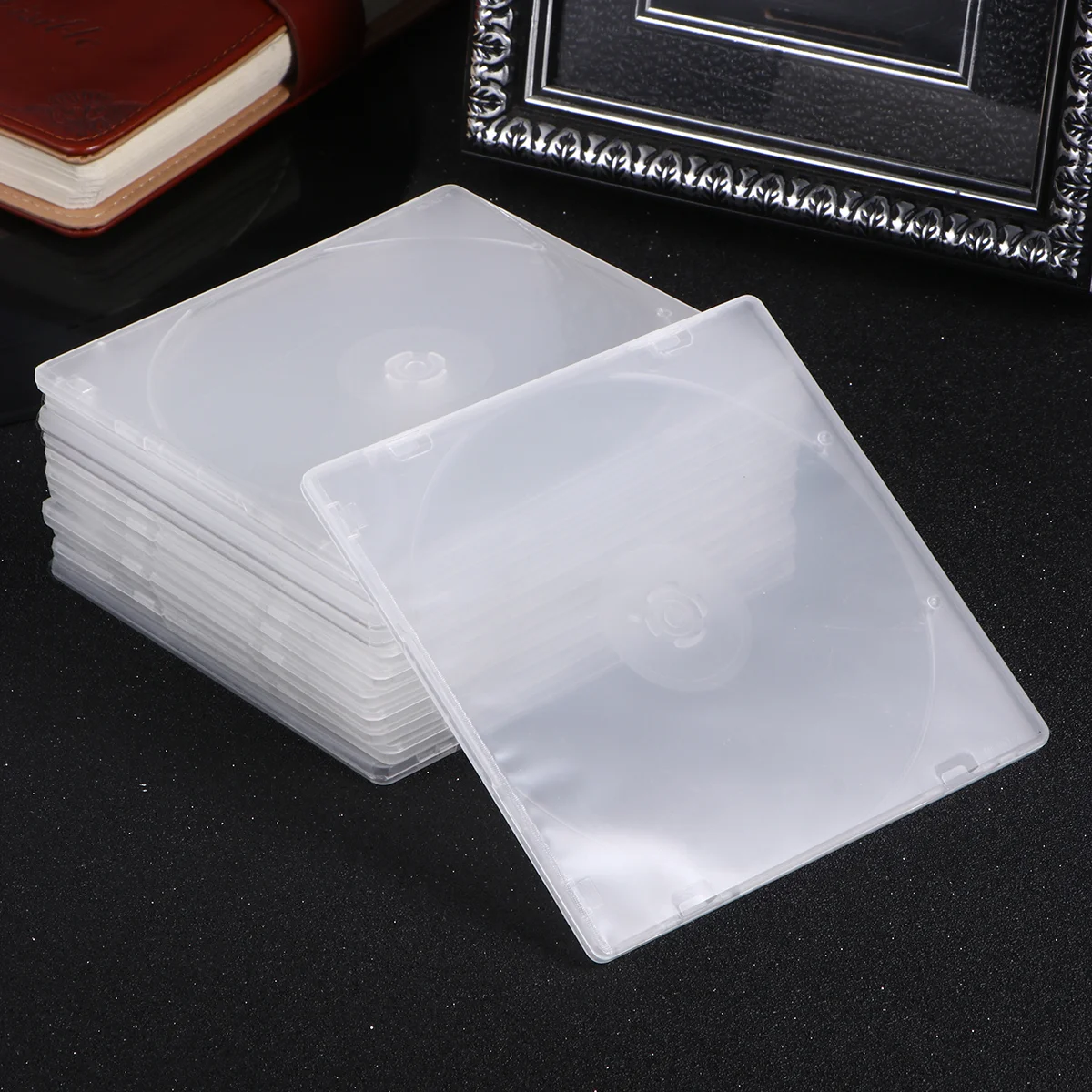 

12PCS DVD Case CD Package Portable Storage Box White Large Capacity Transparent Design Easy Recognition Media Video