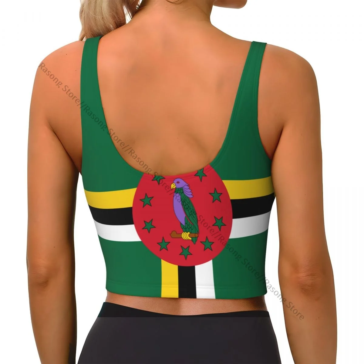 Yoga Vest Women Gym Sports Crop Tops Dominica Flag Streetwear Workout Breathable Tank Top Female