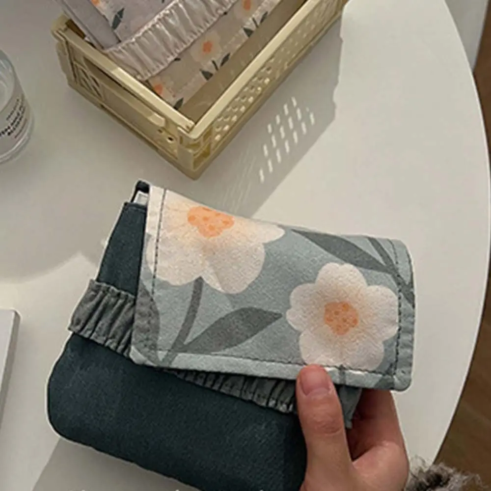 Large Capacity Mini Cosmetic Bag Bear Candy Color Sanitary Napkin Storage Bag Cotton Cloth Small Item Bag Flower Coin Purse