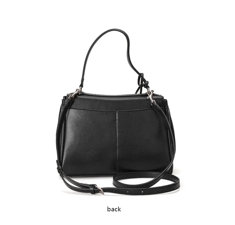 Echte Rindsleder-Handtasche für Damen, Einzel-Schulter-Umhängetasche mit Klappe und Knopf, Geräumige Hobo-Tasche – Detail 14
