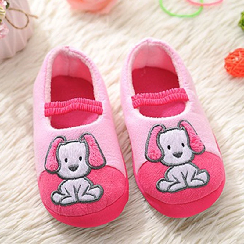 Fashion Toddler Boy Slippers Indoor Winter Cartoon Puppy Dog Plush Warm Kid House Footwear Soft Rubber Sole Home Shoes Baby Item