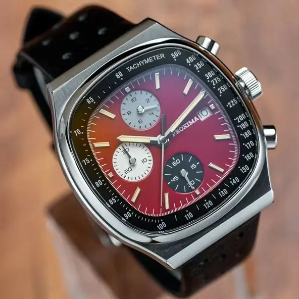 Proxima Men Chronograph Watch 39mm TV Square Quartz Wristwatch 10Bar Waterproof Sapphire Luminous Ronda 3540