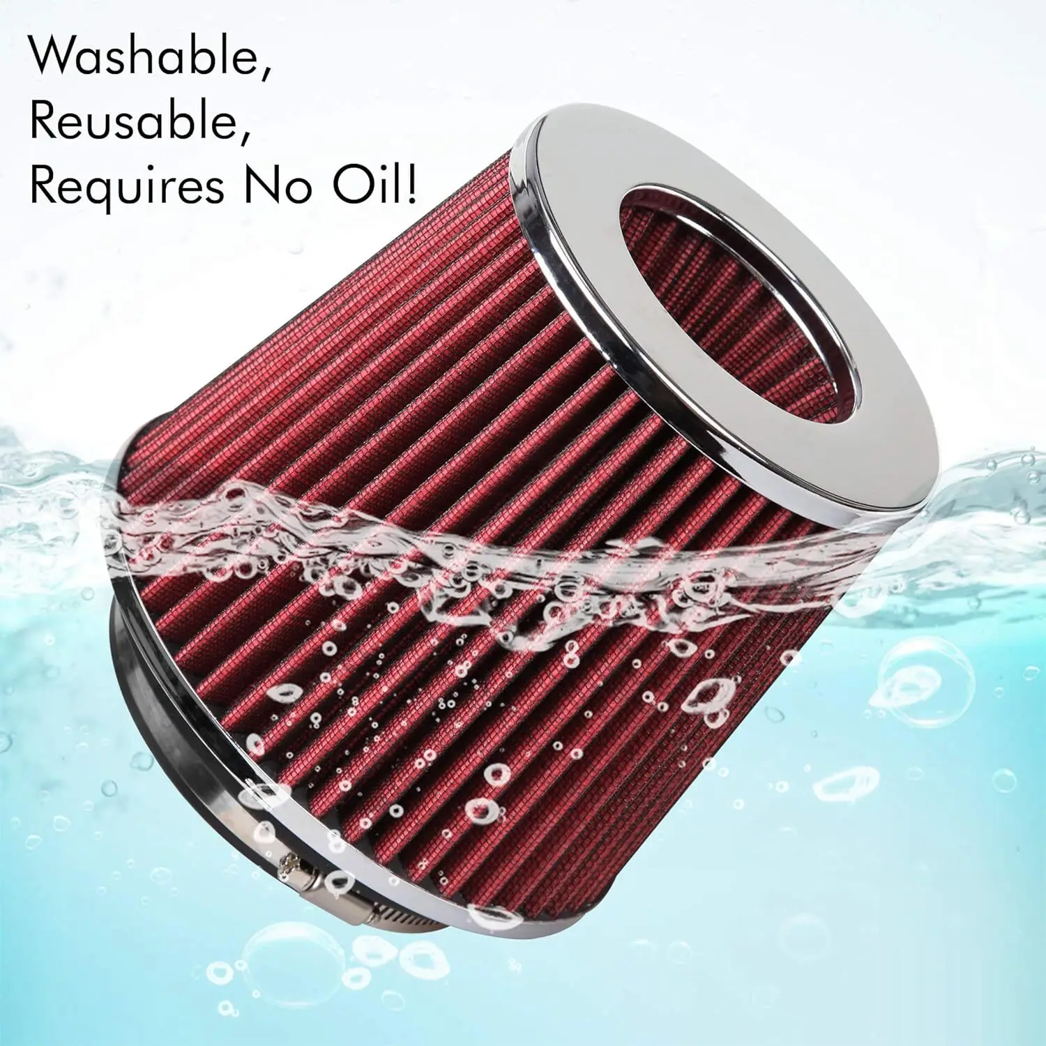 76 مم 3 بوصة مدخل فلتر الهواء الجاف مخروط مدخل الهواء البارد جودة بديلة باللون الأحمر