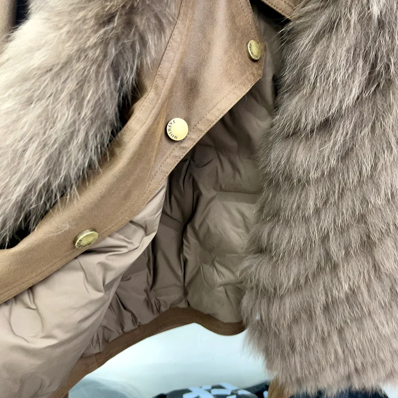 Natural Fox Fur Coat Real Winter Women's Brown Suede Women's Winter Down Jacket 2026 New Fur Coats Jackets Clothing Tops Sale