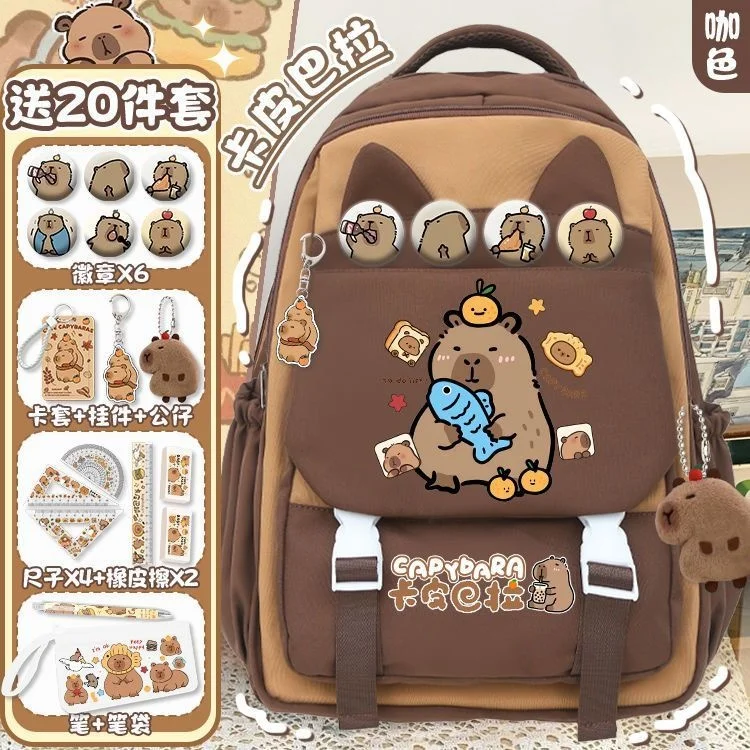 

Capybara Backpack Y2K Cute Backpack Plush Back To School Bag Cartoon Soft Funny Animal Large Capacity Unisex Student Backpacks