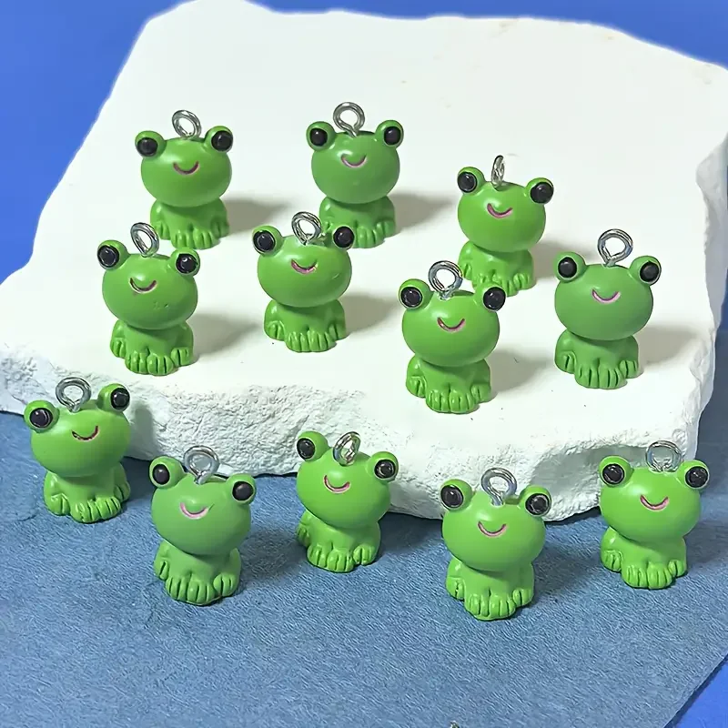 10pcs Per Pack Cute Resin Frog Pendants Charms for DIY Necklaces, Bracelets, Earrings, Keychain, and Jewelry Making Supplies image 5