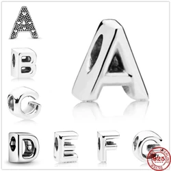 New 925 Silver 26 Letter A-Z Charm Fine Beads Fit Original Pendant Charms Silver 925 Bracelet Accessories DIY Jewelry For Women