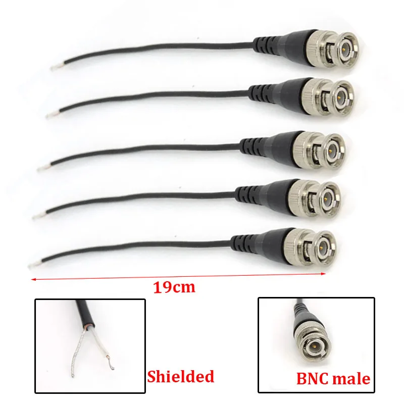 

19cm BNC Pigtail Cable - Welding free Q9 Connector with Shielded monitoring coaxial signal video tail BNC male cable
