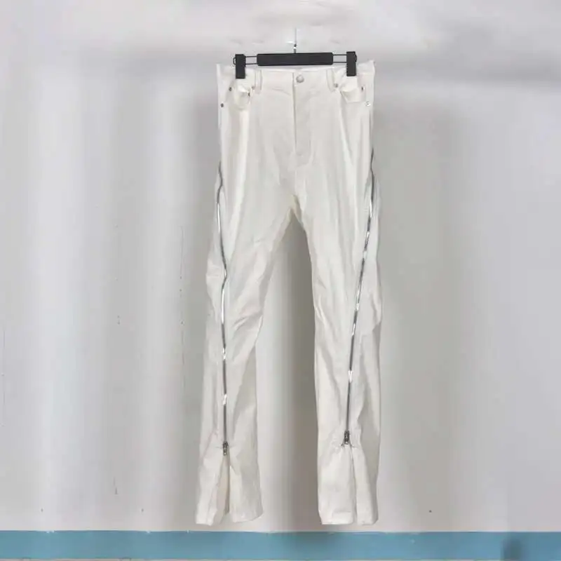 HKSH Men New RO High Street Double Line Zipper Cotton Jeans Casual Long Denim Flare Pants Personalized Streetwear Fashion HK3908