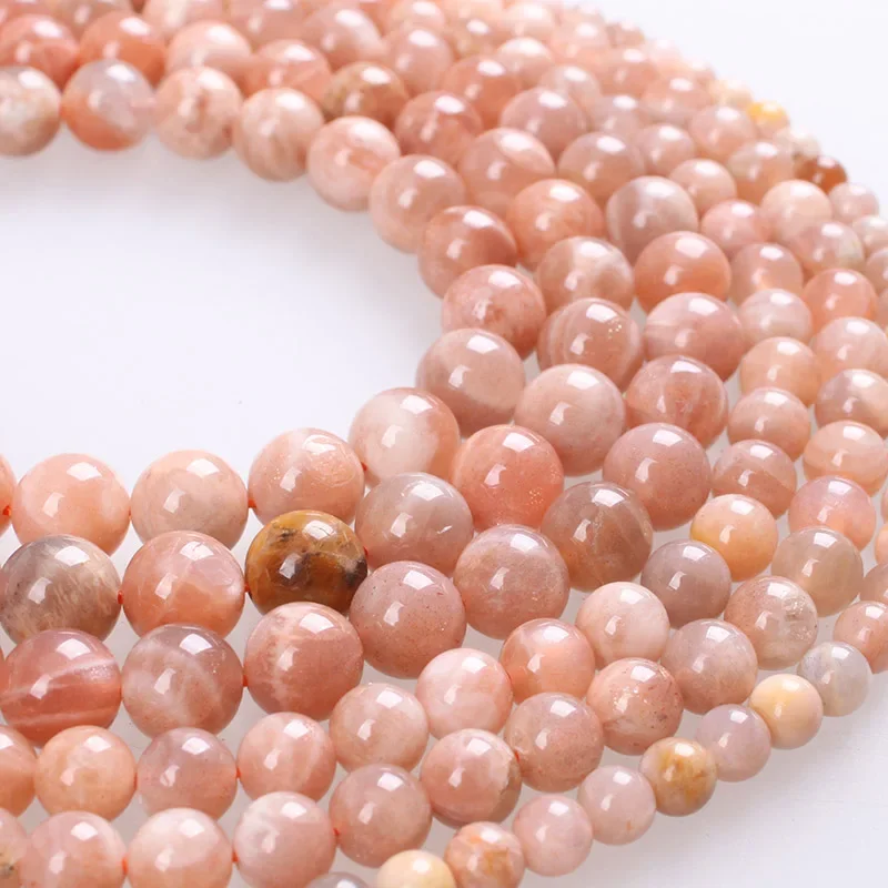 

Natural Stone Beads Sunstone Semi-precious Round Loose Beads 4 6 8 10 12mm For Bracelets Necklace Jewelry Making
