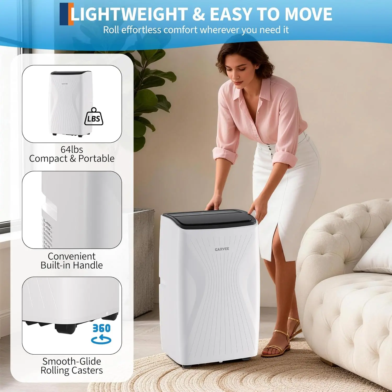 12000/14000 BTU Portable Air Conditioners, Cools Up to 550/700 Sq.Ft, 3-in-1 Free standing AC Unit with Cooling, Dehumidifier & Fan Modes, 24H Timer, Remote Control & Installation Kit