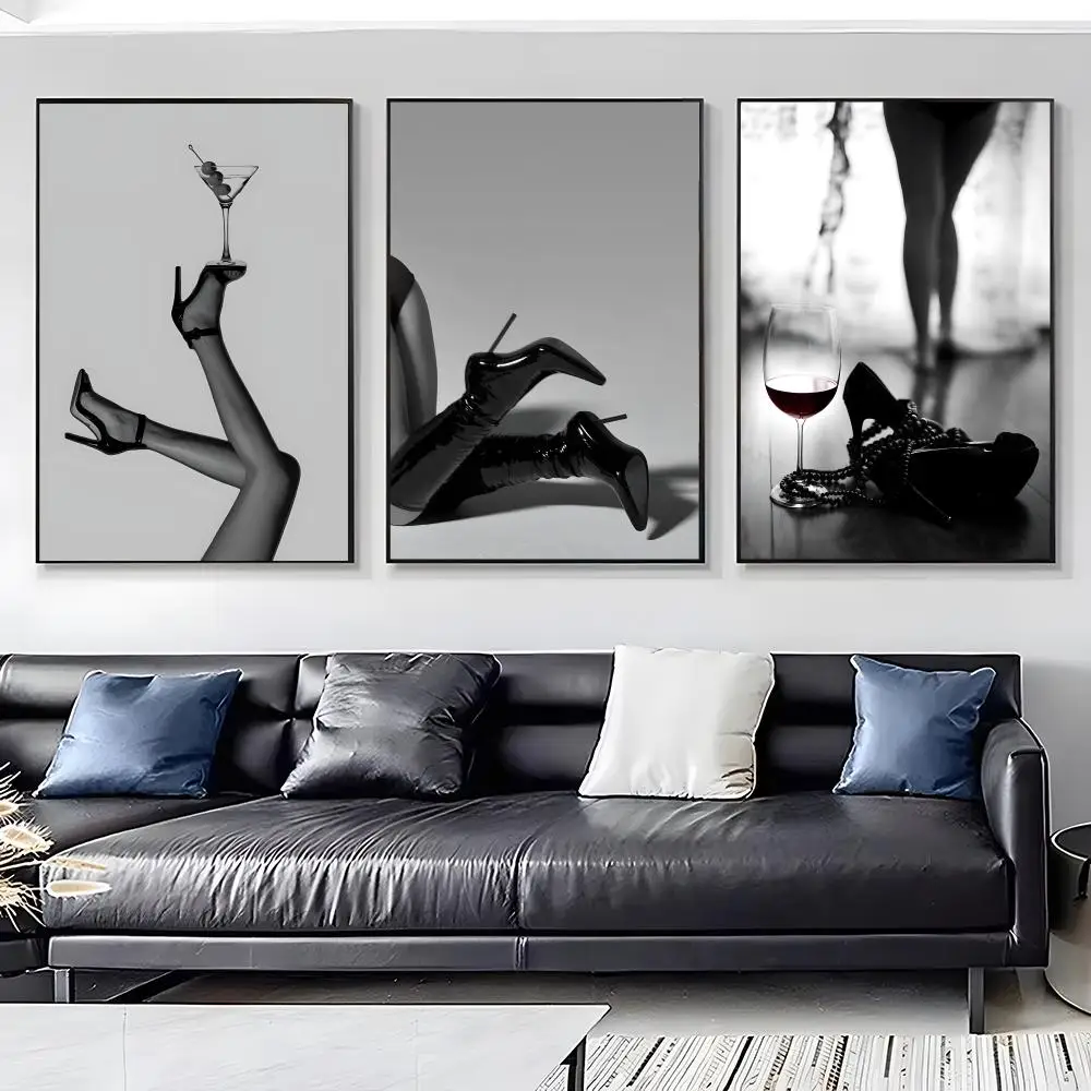 Black and White Fashion Women Luxury Poster Modern Decorative Wall Mural Sticker for Living Room – Home Art Decoration Poster