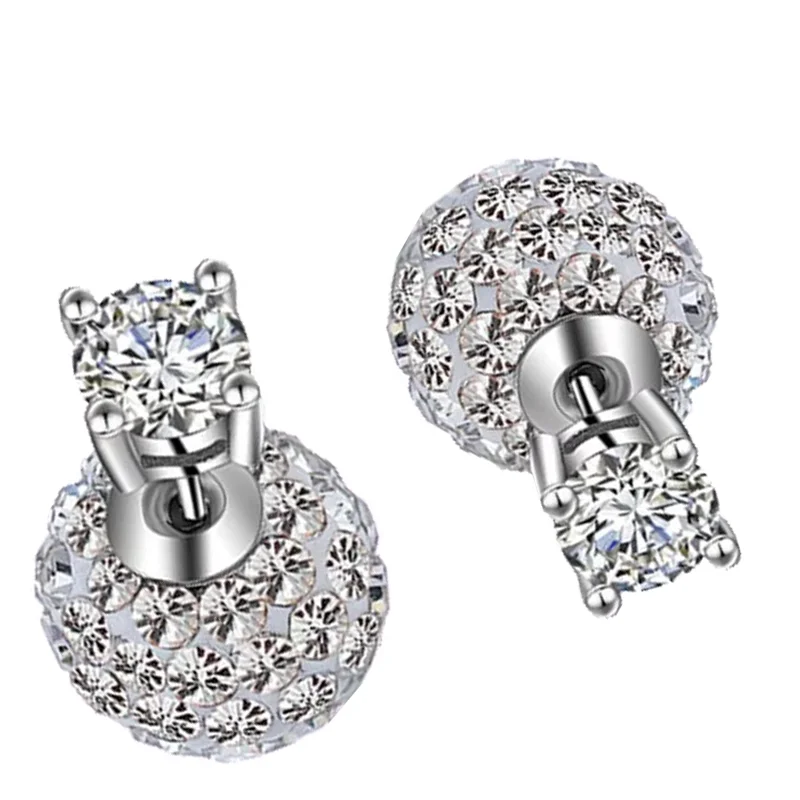 Jewelry Ladies Stud Earrings Jewelry Birthday Gift High Quality Fashion Shiny Crystal Ball Female Stamp 925 Sterling Silver