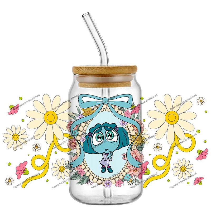

Hot Sale Popular Disney movies Inside Out 3D Sticker Decals UV DTF For 16oz Libbey Glass Cup Mug Coffee Car Wrap DIY