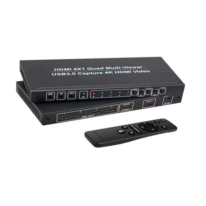 HDMI Multiviewer Switch HDMI 4X1Quad Multi-viewer USB3.0 Capture 4K HDMI Video Support 4K 1080p 10 Viewing Modes