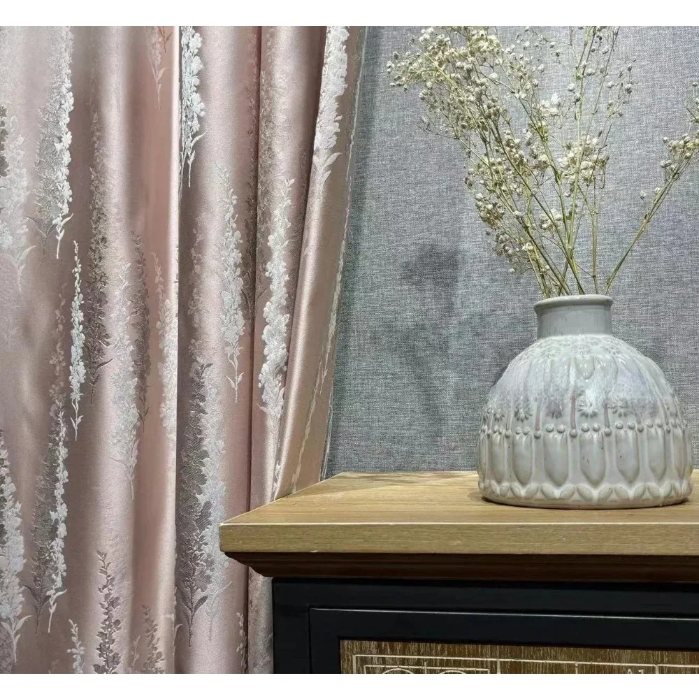 

Girly Pink Lavender High Precision Jacquard Curtains For Living Dining Room Bedroom Dining Room Luxury Window Screen