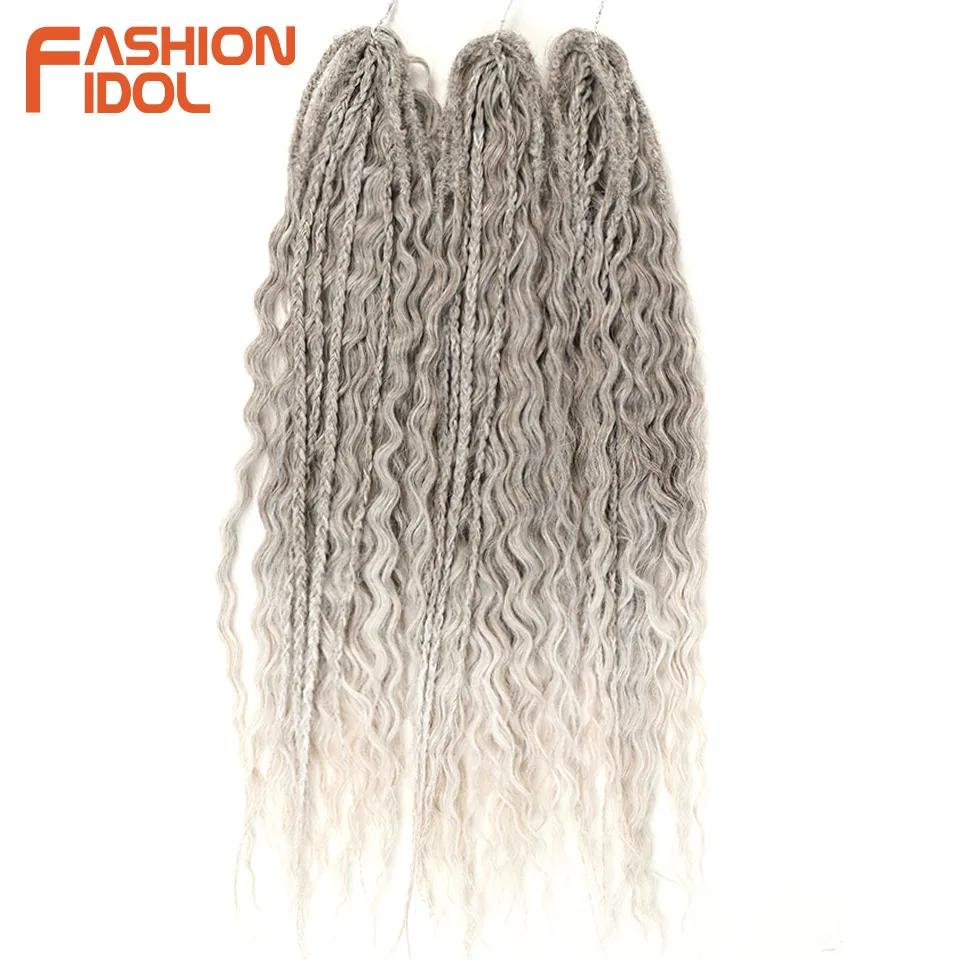 Ariel-Extensions Capillaires Synthétiques Tressées au Crochet, Cheveux Ondulés, Ombré, Blond, Gris, 22 Pouces