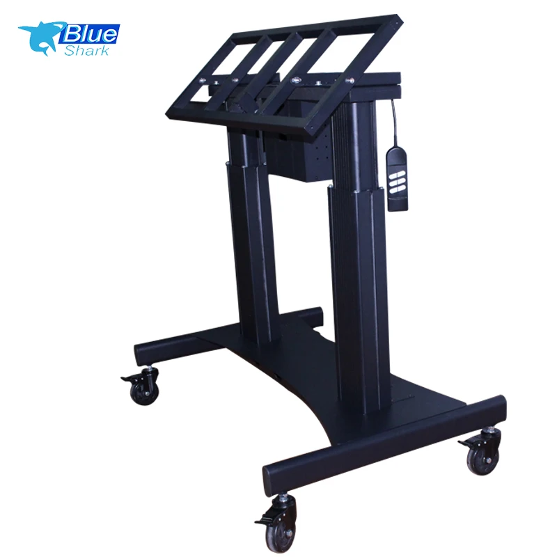 screen floor stand electric flip lift Motorized Flip up Style Mobile Tv Floor Stand with Lift Mechanism Supply for 46-75