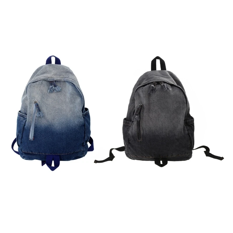 กระเป๋าเป้ลำลองผ้าเดนิมมีซิปกระเป๋านักเรียน Daypack สำหรับวันวาเลนไทน์