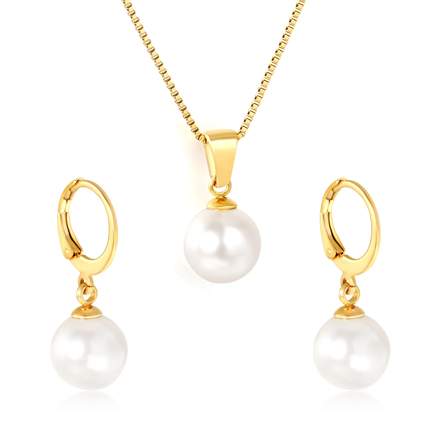 Sanftes und modisches Mädchen-Set mit eleganten Perlenanhängern, Halskette und Ohrringen, Schmuck, INS-Edelstahl, süße Alltagsaccessoires