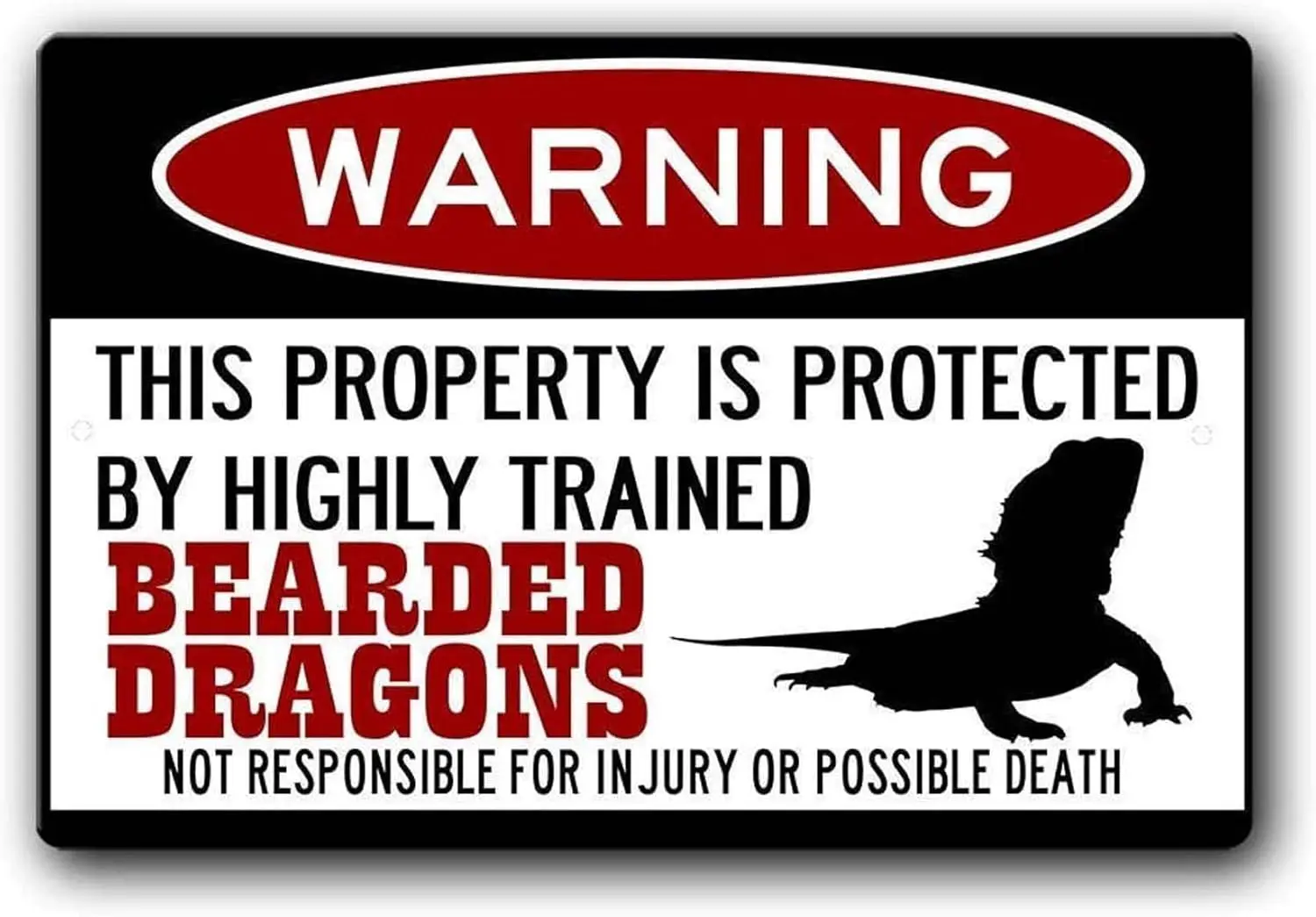 Ylens Bearded Dragons Sign,Funny Metal Signs,Bearded Dragon Accessories,Lizard Warning Sign Aluminum