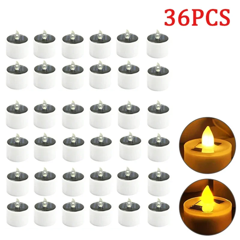 Solar Tea Light Led-kaarsen Vlamloze waterdichte zonne-theelichtjes voor buiten Oplaadbare kaarsen voor feesttuin Home Decor
