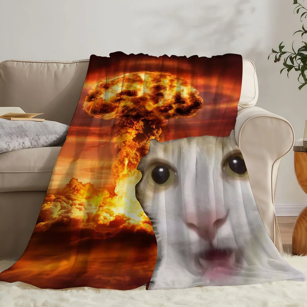Cute Dog Face and Volcano Explosion Throw Blanket Cozy Home Decor Gift for Pet Lovers
