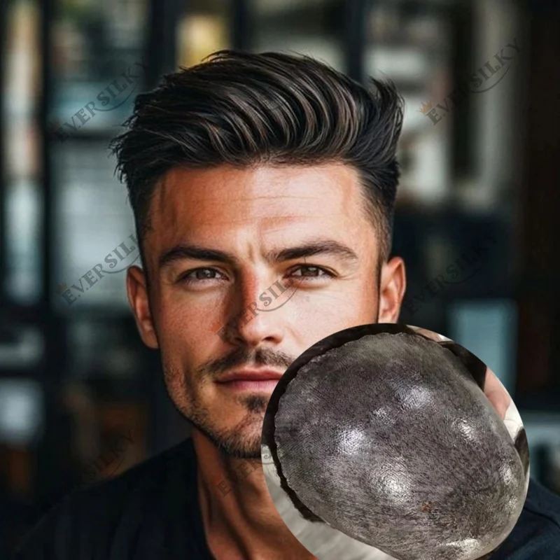 

Натуральный парик-протез для мужчин с имитацией естественной линии роста волос, тонкий, суперпрочный, из полиуретана, для седых волос 1B30 1B80 # 3 # 5 коричневых париков из натуральных волос