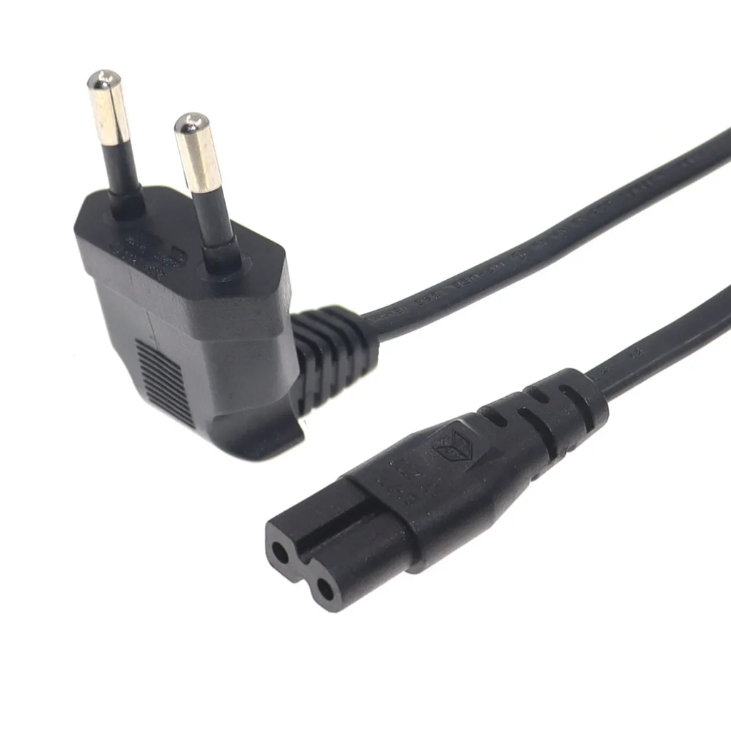 90 Degree EU Schuko to Polarized Figure 8 AC Adapter Power Cord 0.75mm CEE7/16 plug to IEC320 C7 Power Cable 1.8M