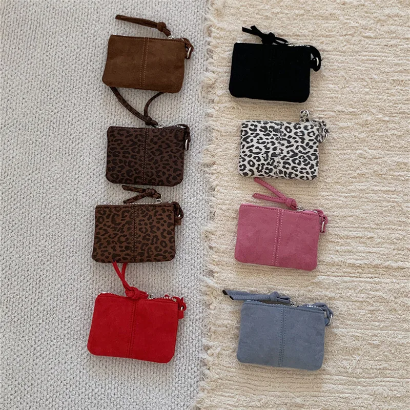 Necklace Style  Women's Wallet Fashionable Leopard Print Lipstick Coin Purse Single Shoulder Suede Autumn Collection