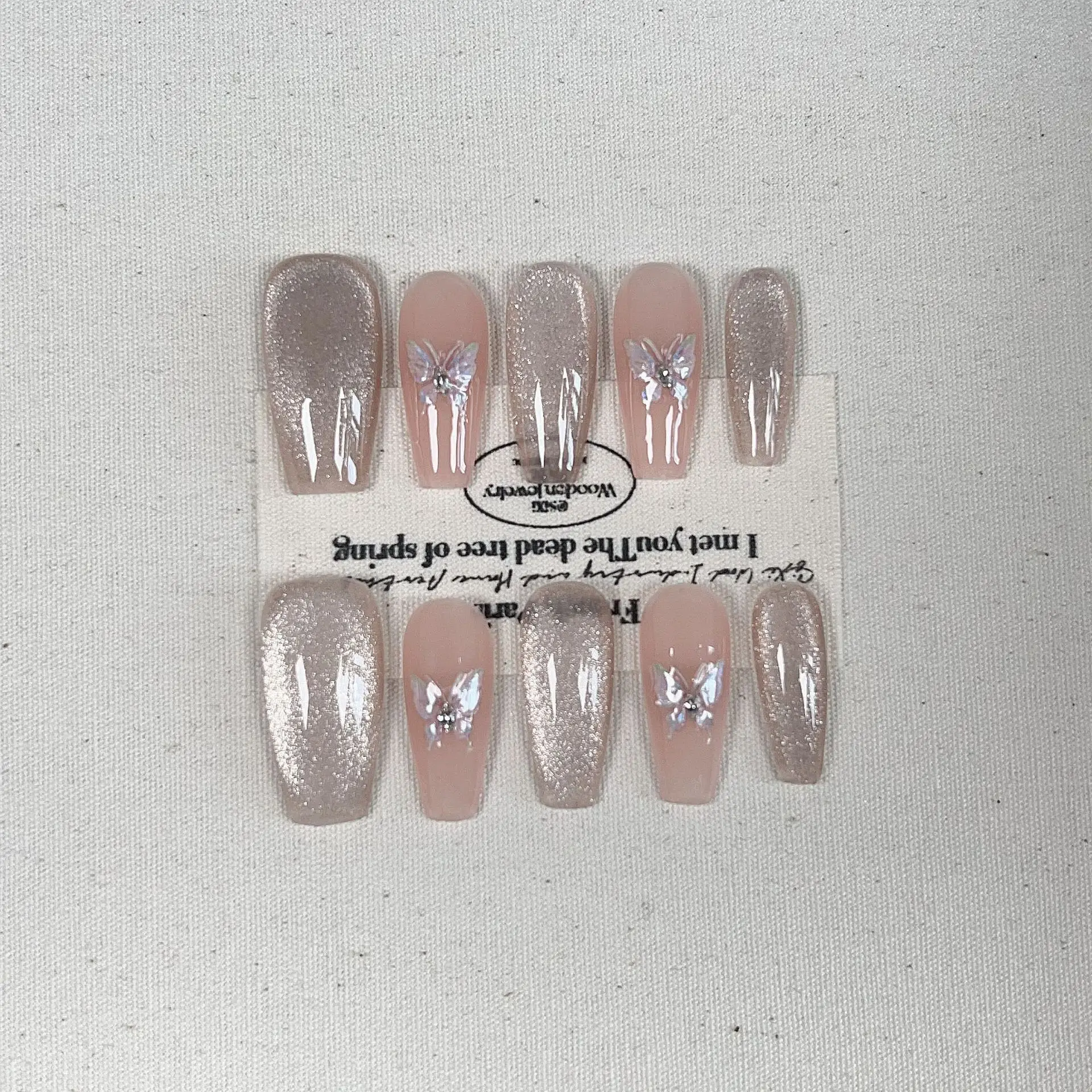 New streamer jade butterfly wearing nail pads, hand-worn nail, advanced sense, summer nail patch removable wear